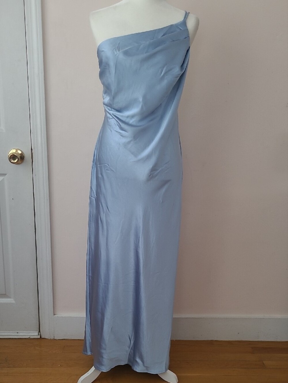 Women’s One-Shoulder Slip Dress in Light Blue